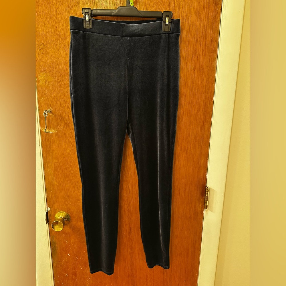 J Crew Stretch Velvet Dark Blue Leggings, size M